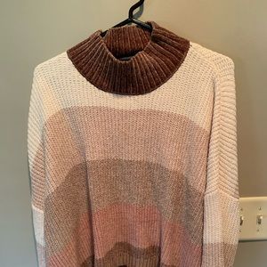 Color Block Cozy Turtleneck Sweater